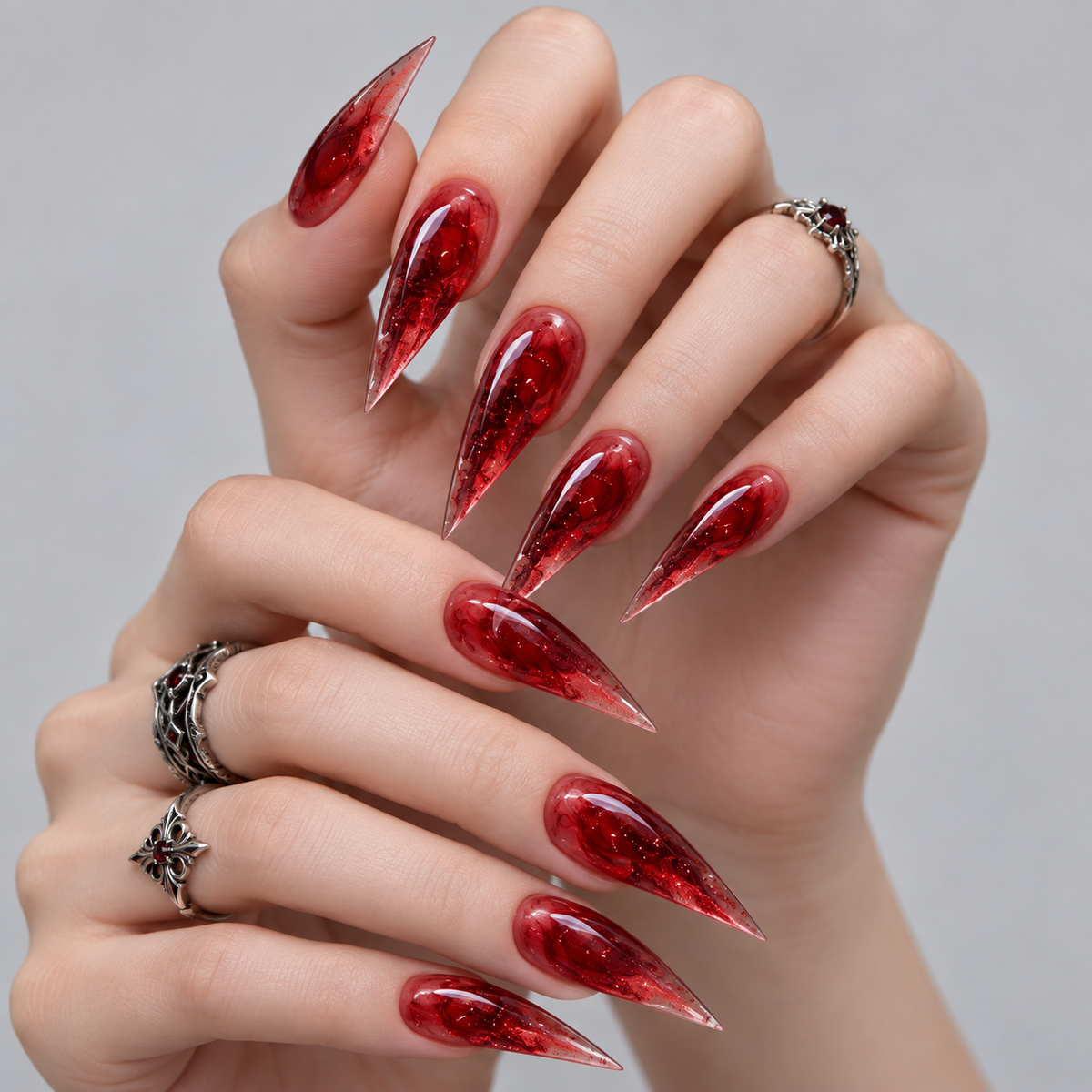 Ruby Venom Claw Press-On Nails