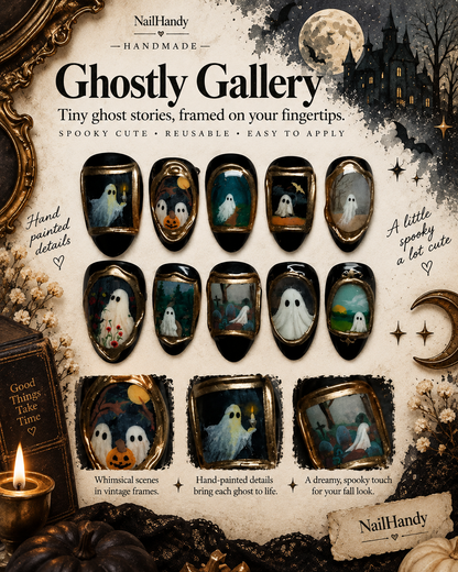 Haunted Portrait 3D Ghost Press-On Nails