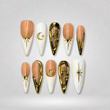Golden Star 3D White & Nude Press-On Nails