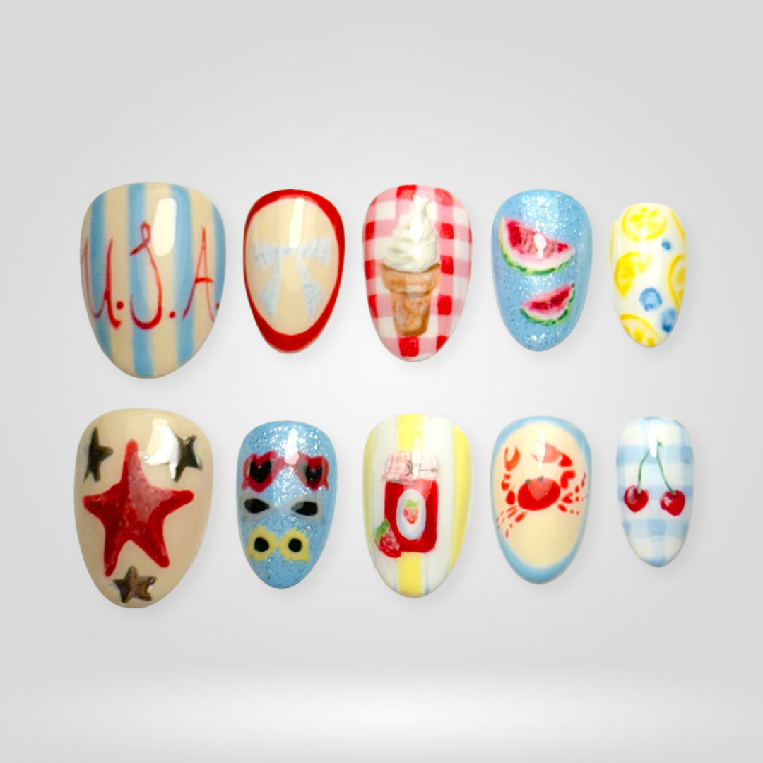 Picnic Pop press-on nails
