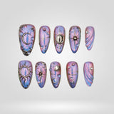 Lilac Prophecy 3D press-on nails with metallic accents