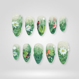 Koi Ocean 3D tropical press-on nails with koi fish design
