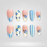 Blue Blossom press-on nails