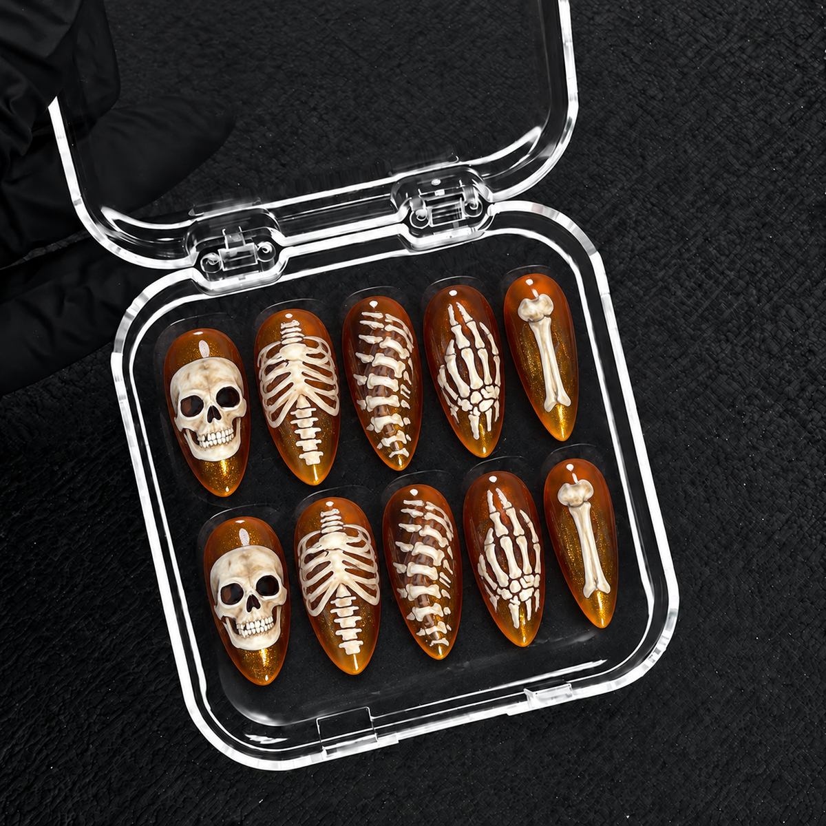 Amber Remains Halloween Almond Press-On Nails