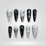 Iridescent Purple press-on nails, chrome finish with 3D molten glass