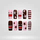 Cocoa Stars 3D press-on nails — star and stripe