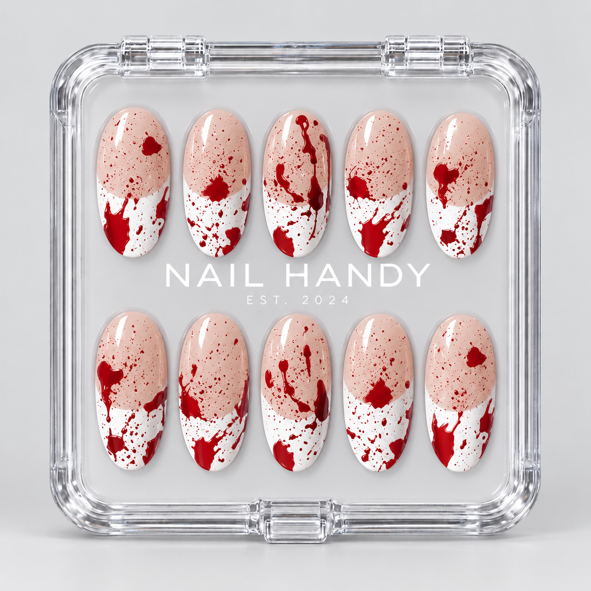 Crimson Evidence Halloween Almond Press-On Nails