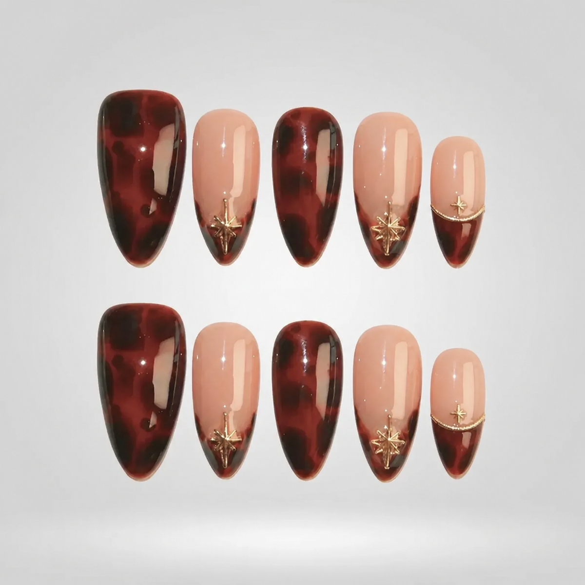 Tortoise Chic Almond Press-On Nails