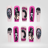 Hello Sidney | Pink Slasher Horror Halloween Press-On Nails – Coffin