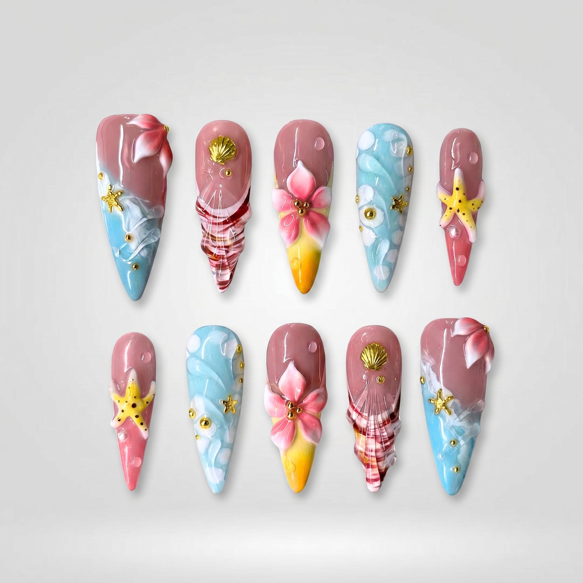 Summer Floral press-on nails