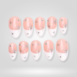Spark Shine white French-tip press-on nails with silver accents