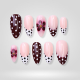 Berry Dots flower French tip press-on nails