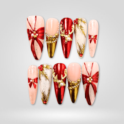 Merry Sparkle Christmas press-on nails