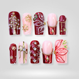 Gala Rouge Christmas press-on nails — red and gold
