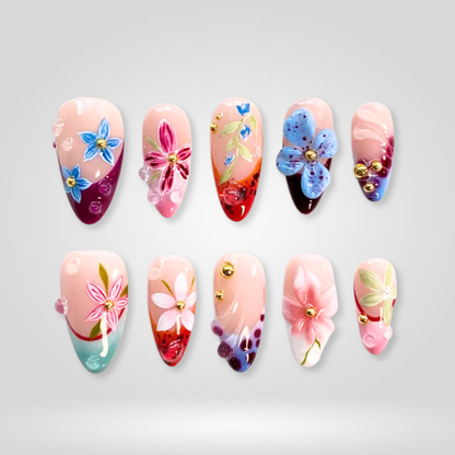 Floral Splash press-on nails
