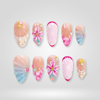Ocean Petals press-on nails