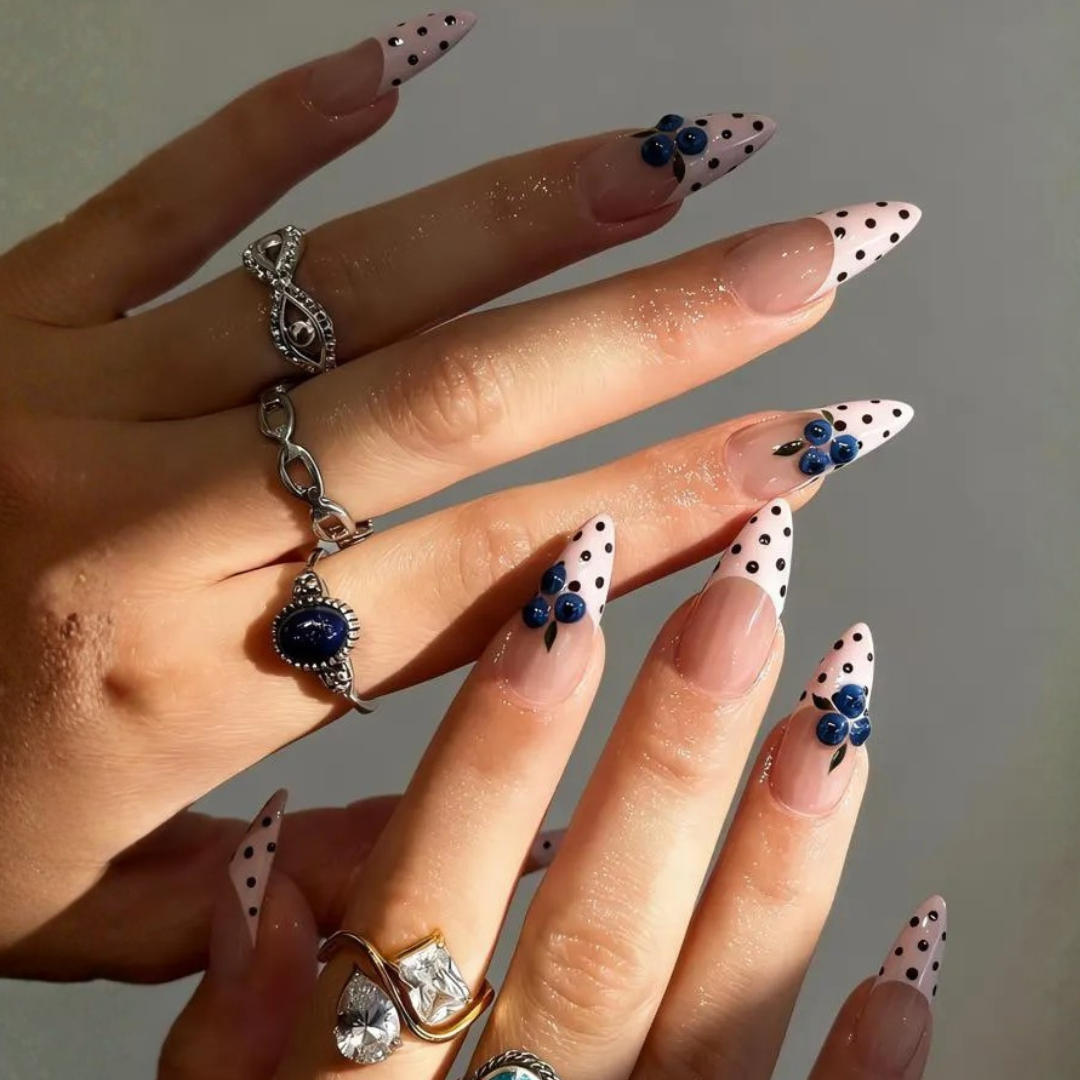 Blue Berry press-on nails