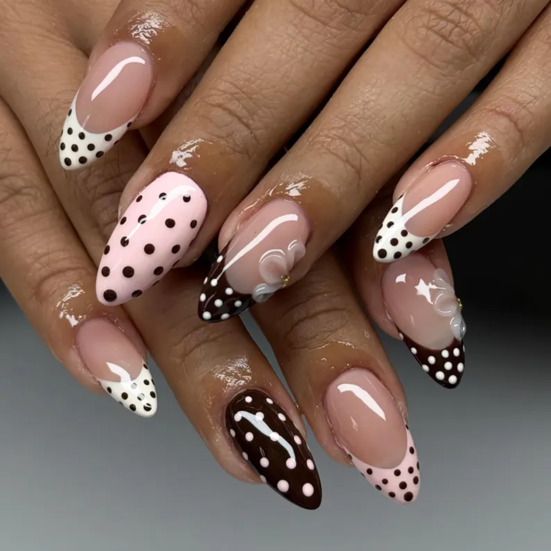 Choco Dot press-on nails