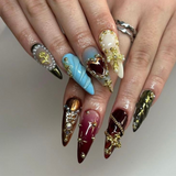 Holy Reign press-on nails — 3D floral with crystal accents