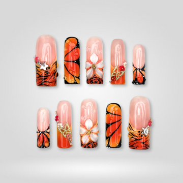Lunar Shine square 3D press-on nails with metallic finish