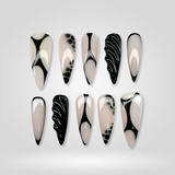 Metal Vibe press-on nails — bold Y2K metallic gothic design