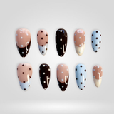 Mocha Dots polka dot press-on nails with warm brown tones
