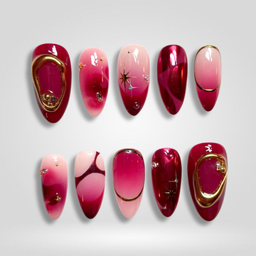 Berry Glow 3D gradient press-on nails
