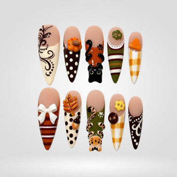 Kitten Parade 3D press-on nails with bow details