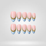Azure Crown 3D floral press-on nails