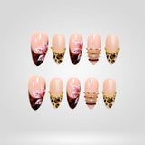 Tortoise Leopard press-on nails with gold foil