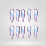 Moonlight Glow cat-eye press-on nails in soft lavender