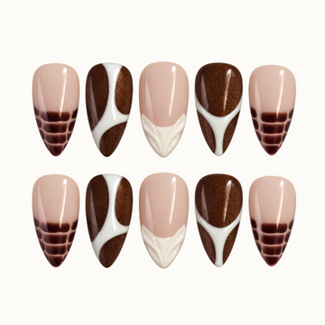 Cocoa Ivory Contours Press-On Nails