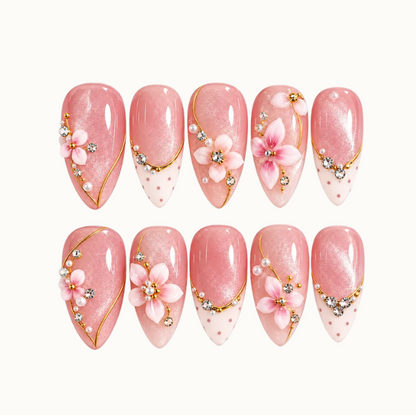 Blush Blossom Filigree Press-On Nails