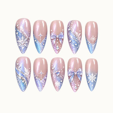 Snowflake Ribbon Glow Press-On Nails