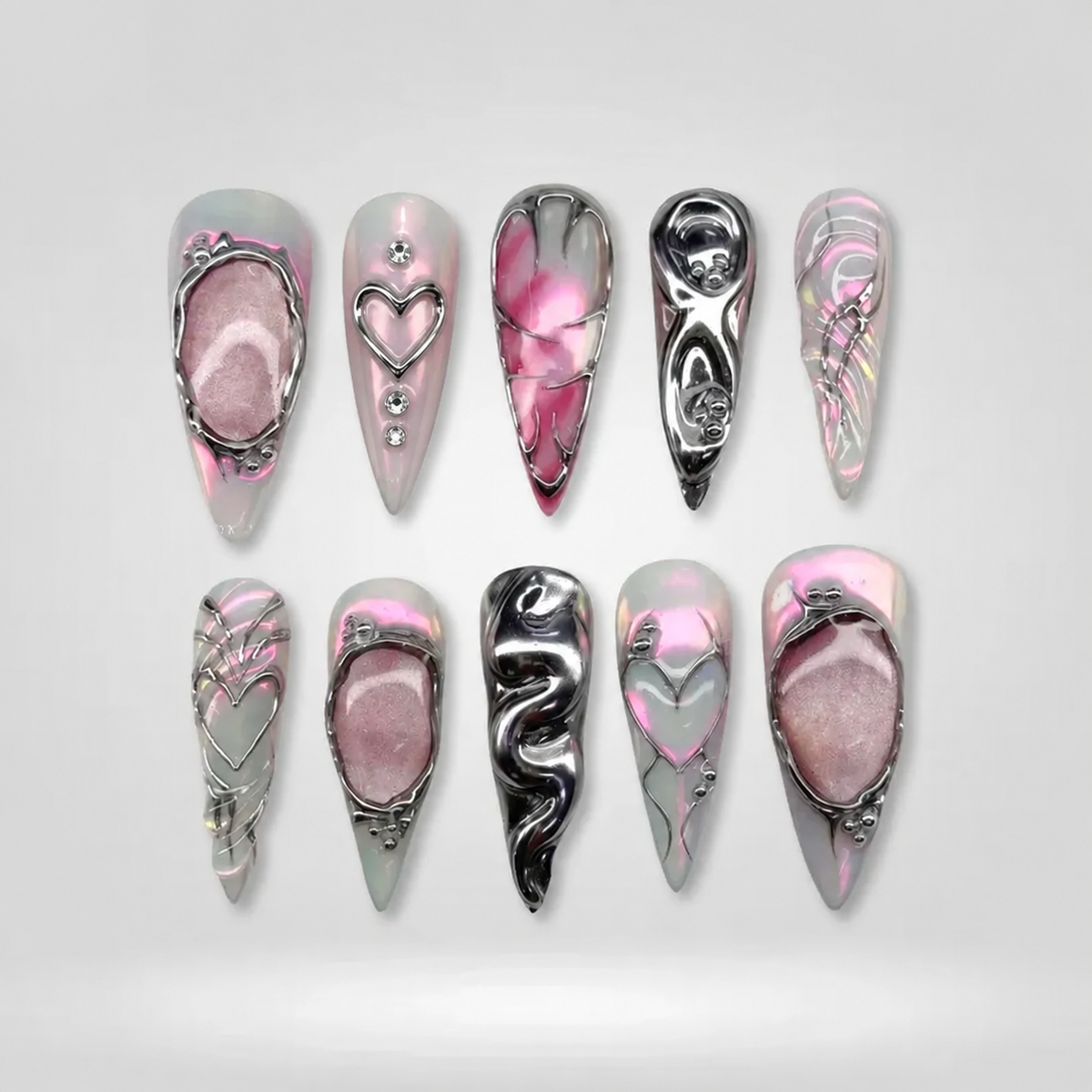 Electric Dark Metallic Gothic Press-On Nails