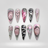 Electric Dark Metallic Gothic Press-On Nails