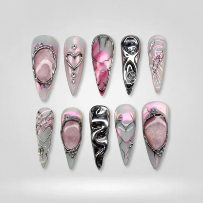 Electric Dark Metallic Gothic Press-On Nails