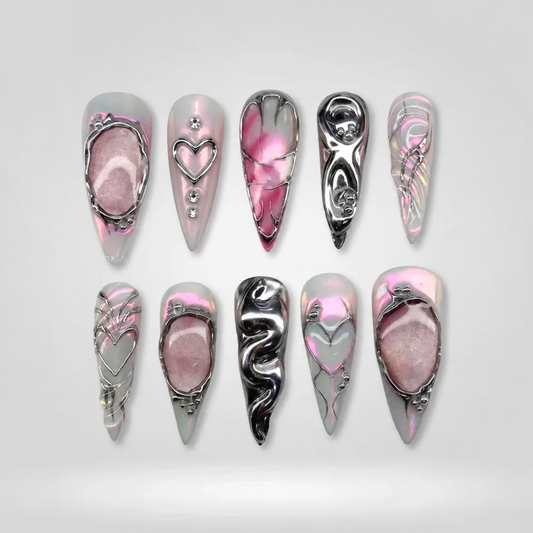 Electric Dark Metallic Gothic Press-On Nails
