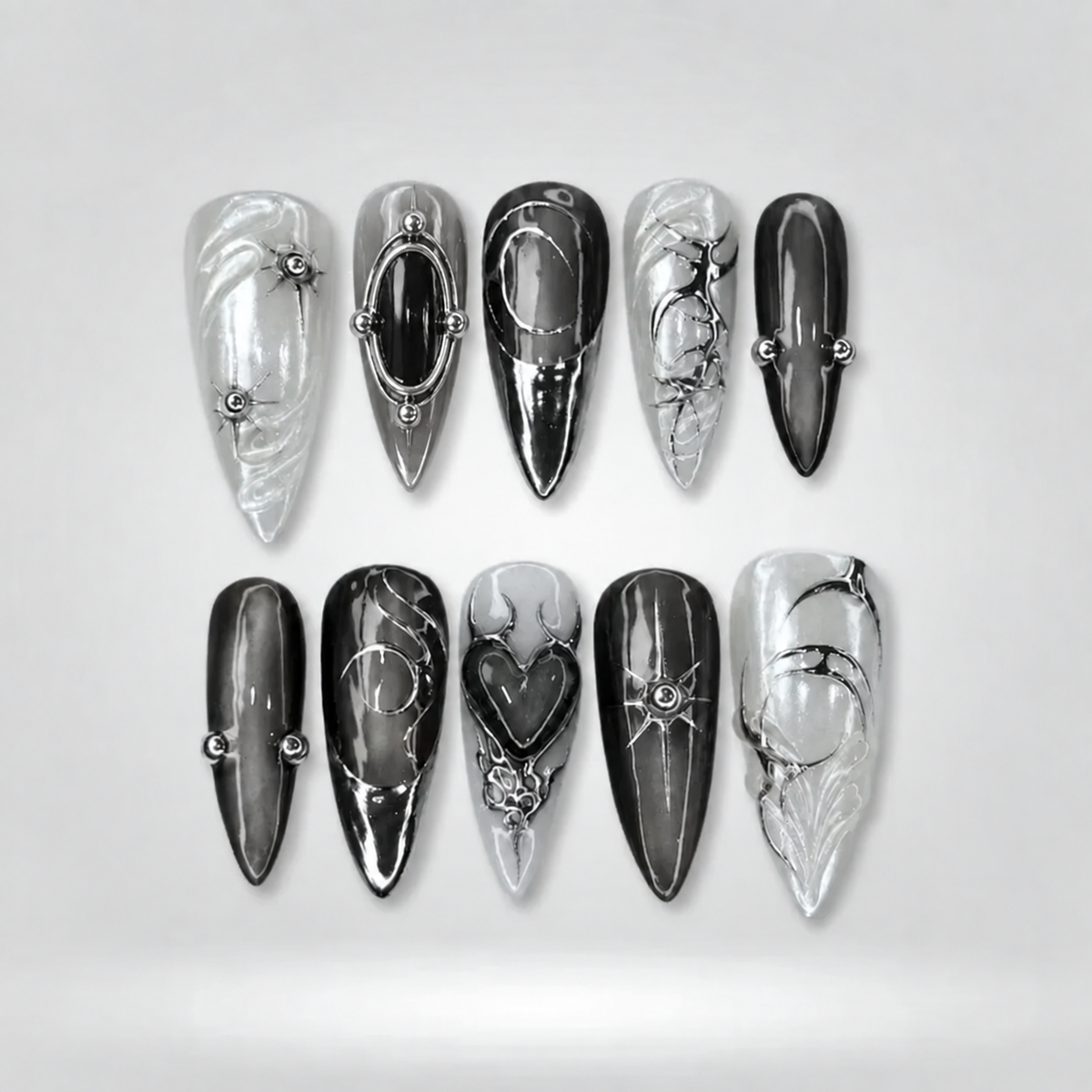 Phantom Rose Stiletto Press-On Nails