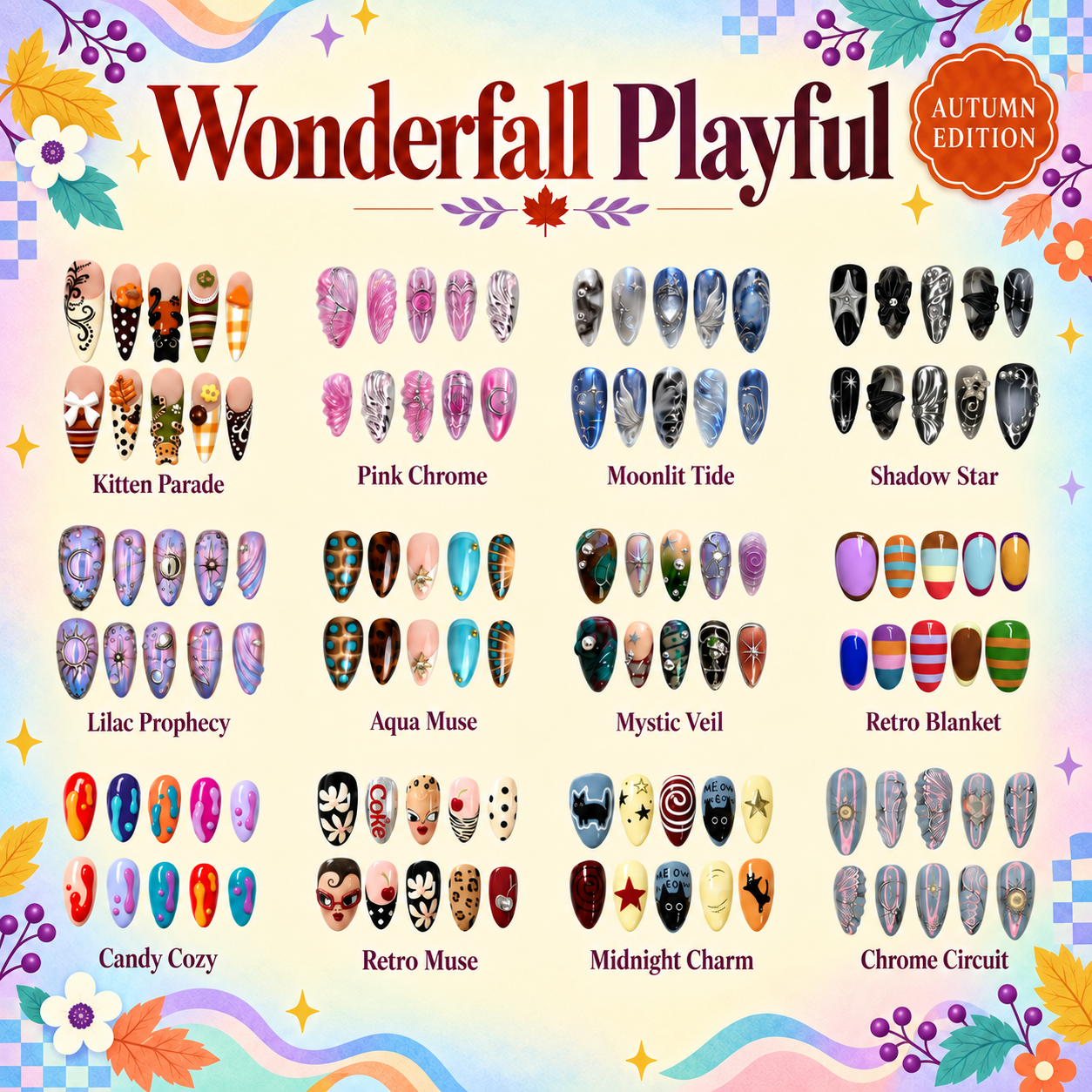 Wonderfall Playful Collection – Autumn Press-On Nails