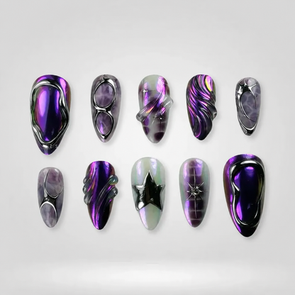 Purple Chrome Stiletto Press-On Nails