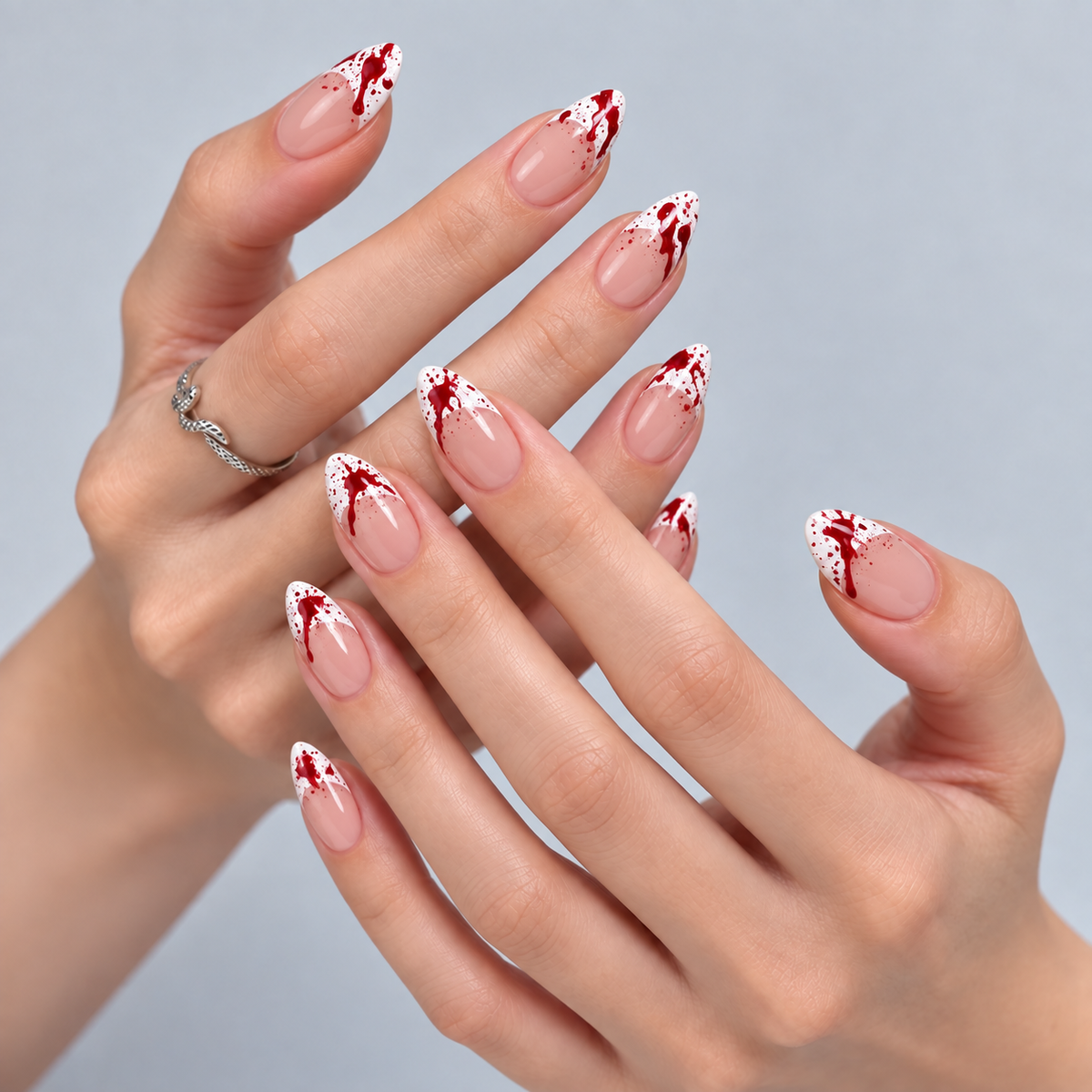 Crimson Evidence Halloween Almond Press-On Nails