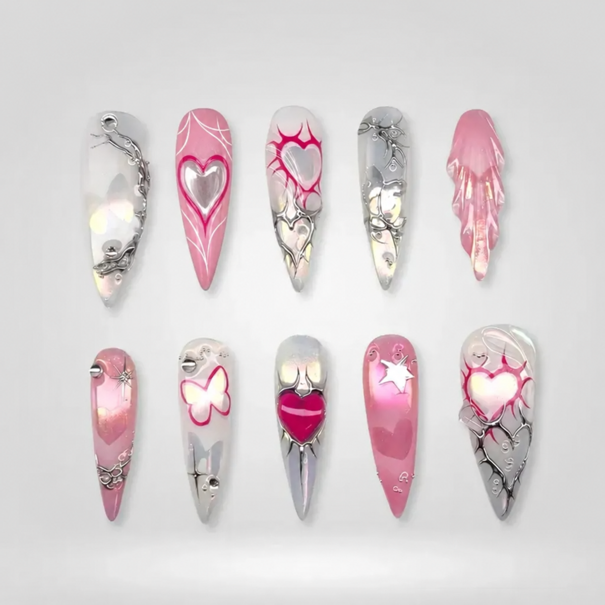 Ethereal Glaze Holographic Chrome Press-On Nails