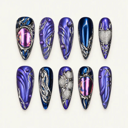 Purple Chrome Y2K Press-On Nails