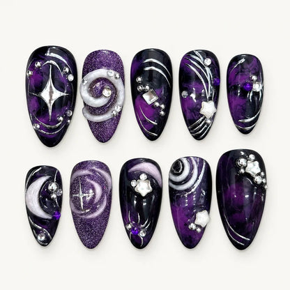 Purple Chrome Y2K Press-On Nails