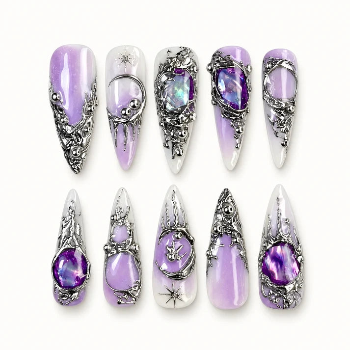 Purple Chrome Y2K Press-On Nails