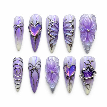 Purple Chrome Y2K Press-On Nails