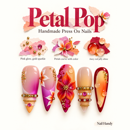 Orchid Sunset Jewels Press-On Nails - press-on nail design concept and illustrated product story