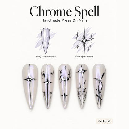 Chrome Thorn Starlight Press-On Nails - press-on nail design concept and illustrated product story