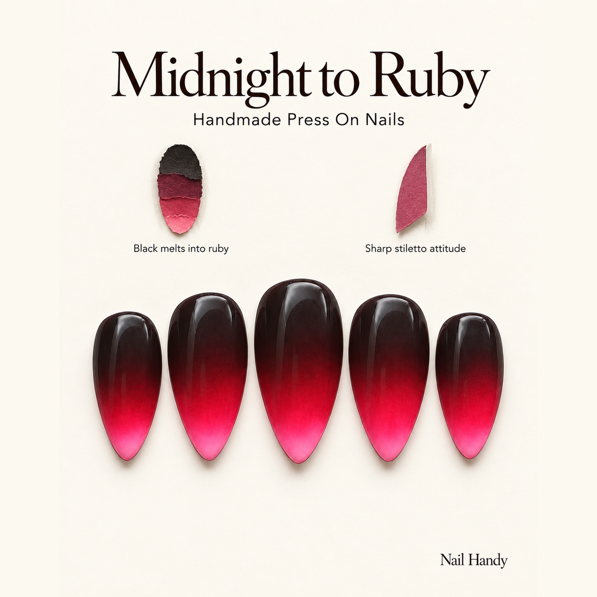 Midnight Fuchsia Fade Press-On Nails - press-on nail design concept and illustrated product story